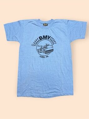 Vintage 1980s BMY Tank T Shirt York PA Medium Blue Vtg 80s Military